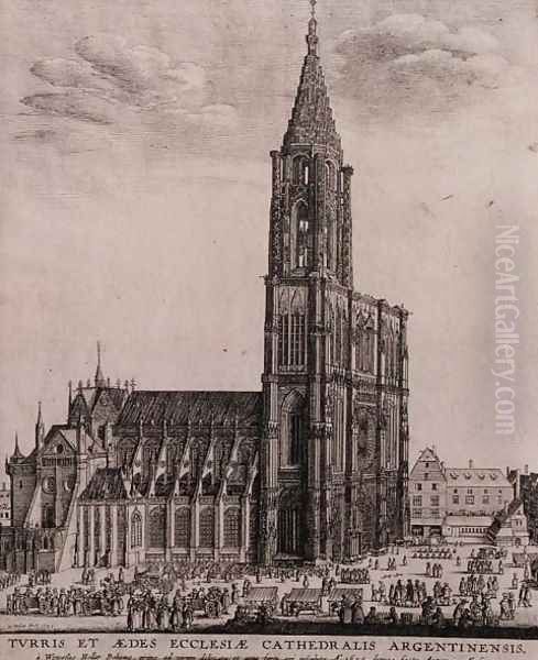 Strasbourg Cathedral Oil Painting by Wenceslaus Hollar