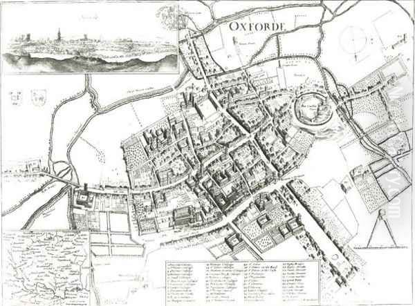 Map of Oxford Oil Painting by Wenceslaus Hollar