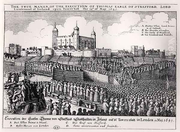 The Execution of Thomas Wentworth 1593-1641 Earl of Strafford Tower Hill Oil Painting by Wenceslaus Hollar