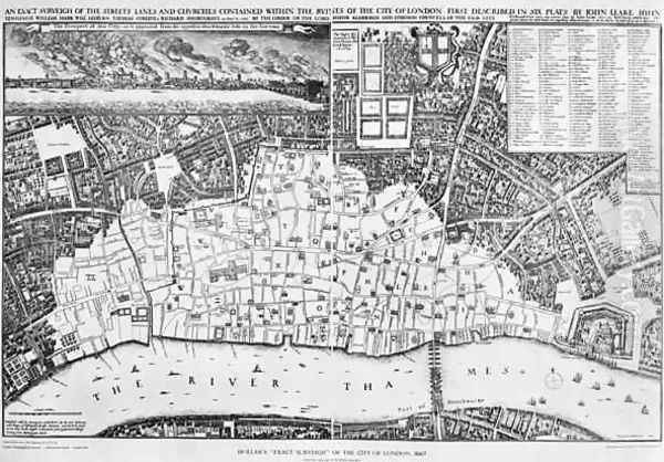 Map of the area of London burnt out by the Great Fire of 1666 Oil Painting by Wenceslaus Hollar