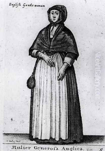 English Gentlewoman Oil Painting by Wenceslaus Hollar