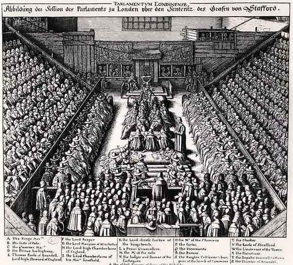 The Trial of the Thomas Wentworth 1593-1641 Earl of Strafford in 1641 Oil Painting by Wenceslaus Hollar