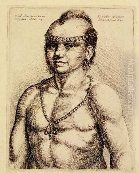 Virginian Indian from Hollars Foreign Portraits Oil Painting by Wenceslaus Hollar