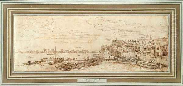 The Thames below Westminster Pier Oil Painting by Wenceslaus Hollar