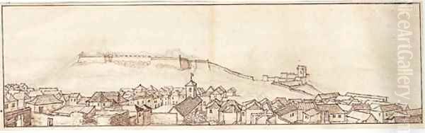 View of the town and fort, Tangier, from the south-east (recto); View from the Bowling Green, Tangier (verso) Oil Painting by Wenceslaus Hollar