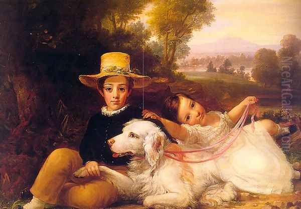 Portrait of Two Children Oil Painting by George Henry Harlow