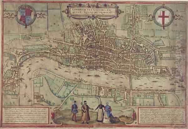 Plan of London from Civitates Orbis Terrarum Oil Painting by Franz Hogenberg