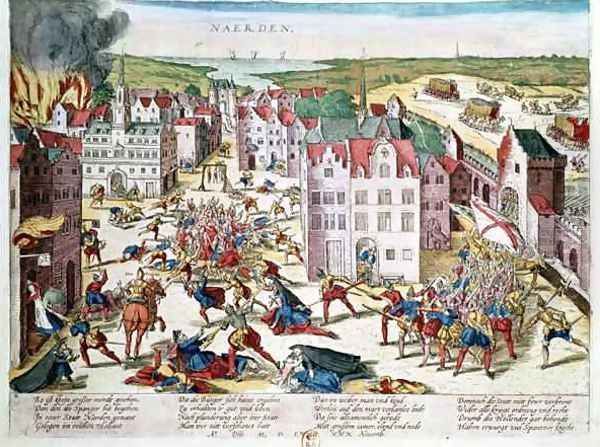 Massacre in Flanders during the Government of Fernando Alvarez de Toledo 1508-82 Duke of Alba Oil Painting by Franz Hogenberg