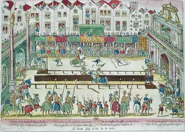 Tournament during which Henri II 1519-59 was injured by the Count of Montgomery and died ten days later Oil Painting by Franz Hogenberg