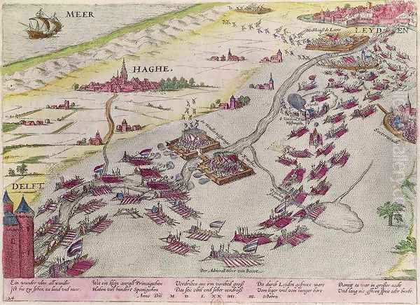 Naval Combat off the Coast of The Hague Naval between the Beggars of the Sea and the Spanish in 1573 Oil Painting by Franz Hogenberg