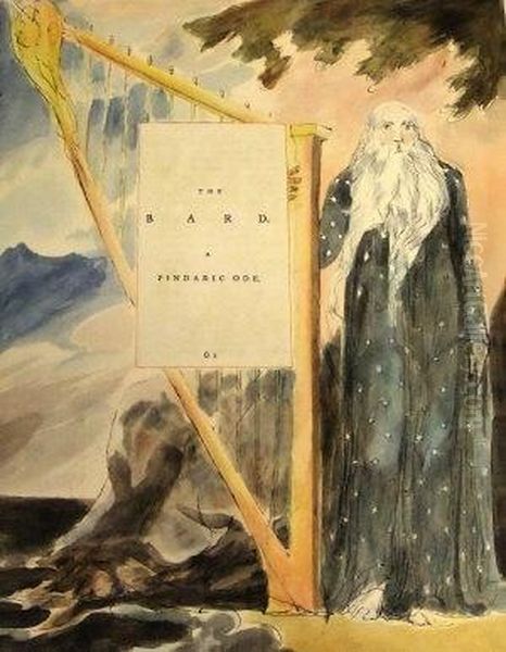 The Bard, 
A Pindoric Code Oil Painting by William Blake