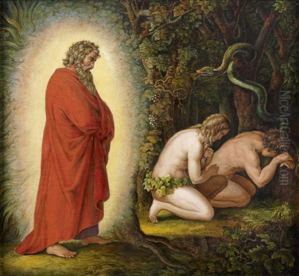 Adam Et Eve Chasses Du Paradis Oil Painting by William Blake