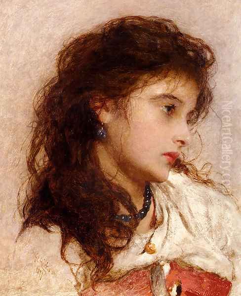 A Gypsy Girl Oil Painting by George Elgar Hicks