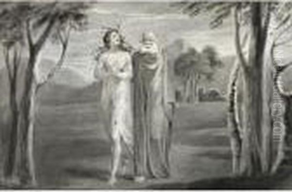 Tiriel Led By Hela Oil Painting by William Blake