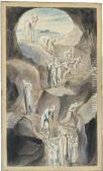 Descent Of Man Into The Vale Of Death Oil Painting by William Blake