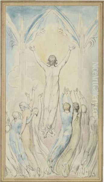 'heaven's Portals Wide Expand To Let Him In' Oil Painting by William Blake