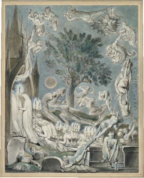 The Gambols Of Ghosts According 
With Their Affections Previous To The Final 
Judgement Oil Painting by William Blake