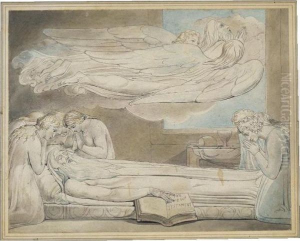 Death Of The Good Old Man Oil Painting by William Blake