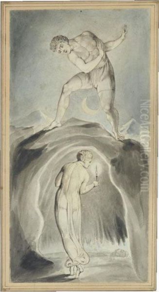 The Soul Exploring The Recesses Of The Grave Oil Painting by William Blake