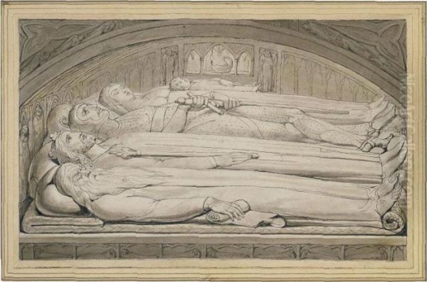 The Counseller, King, Warrior, 
Mother & Child, In The Tomb (the Counsellor, King, Warrior, Mother 
& Child) Oil Painting by William Blake