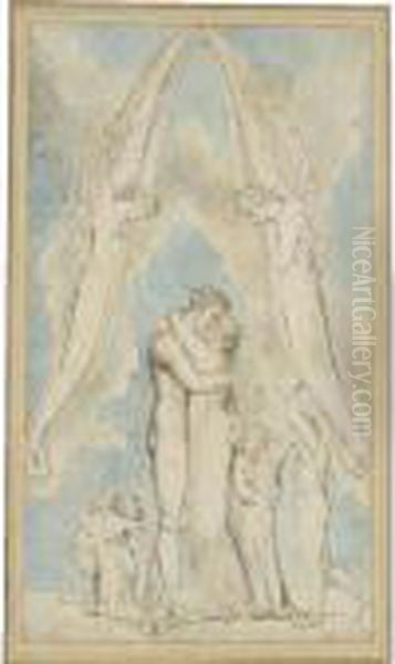 The Meeting Of A Family In Heaven (a Family Meeting In Heaven) Oil Painting by William Blake