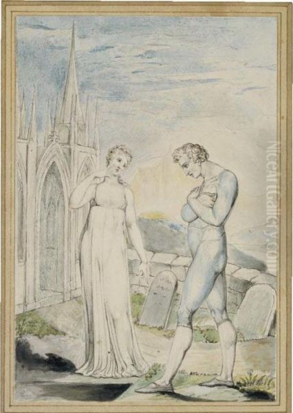 'whilst Surfeited Upon Thy 
Damask Cheek, The High-fed Worm In Lazy Volumes Roll'd, Riots Unscar'd' Oil Painting by William Blake