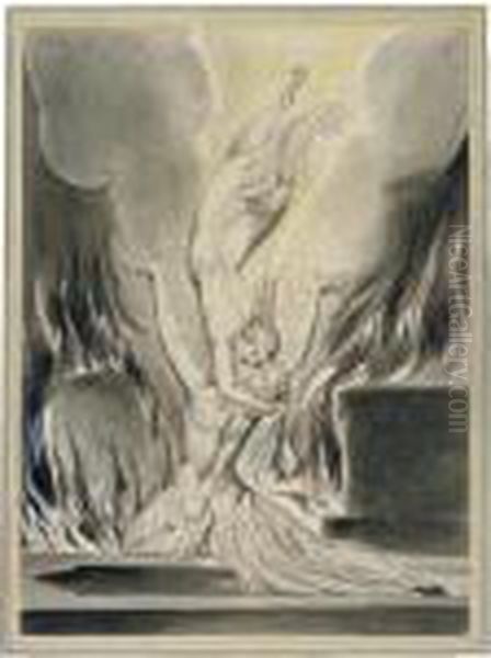 (the Re-union Of Soul And Body) Oil Painting by William Blake