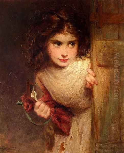 Home From School Oil Painting by George Elgar Hicks