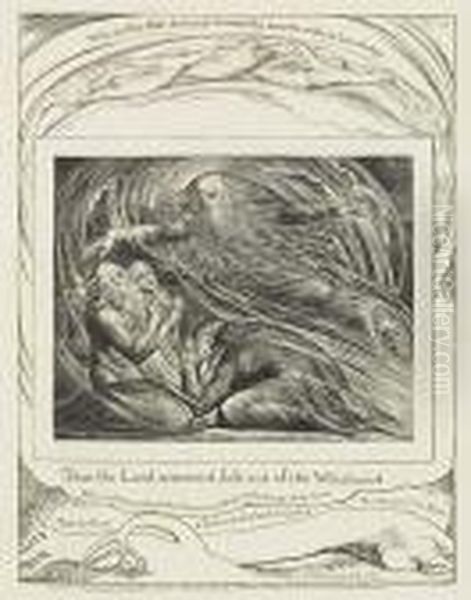 Then The Lord Answered Job Out Of The Whirlwind Oil Painting by William Blake