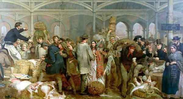 Billingsgate Fish Market Oil Painting by George Elgar Hicks