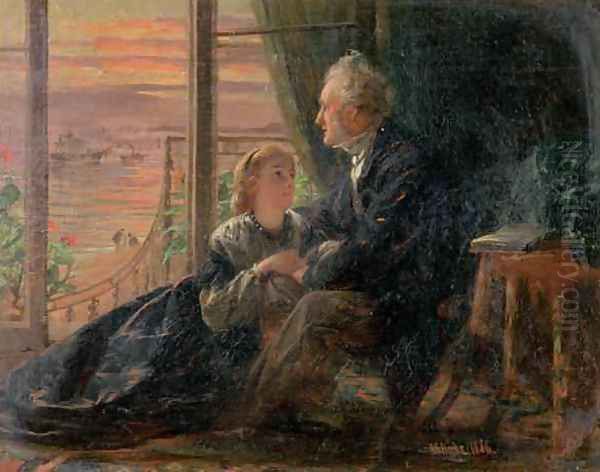 Evening Tales Oil Painting by George Elgar Hicks