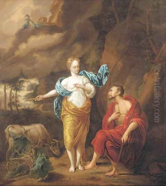 Jupiter, Juno and Io Oil Painting by Arnold Houbraken