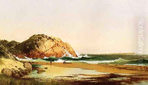 Eagle Rock, Manchester Beach, Massachusetts (after Kensett) Oil Painting by Thomas Hicks