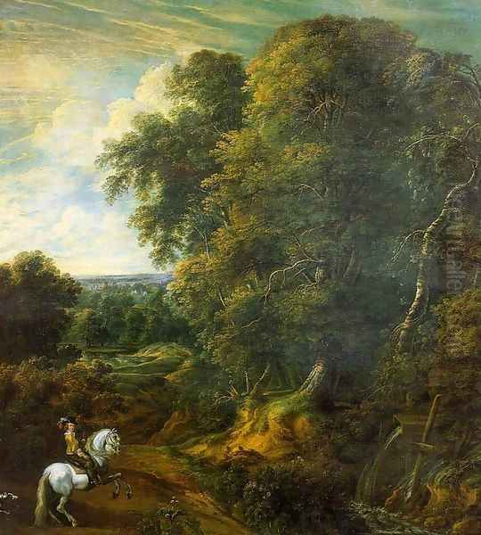 Landscape with a Horseman in a Clearing Oil Painting by Cornelis Huysmans