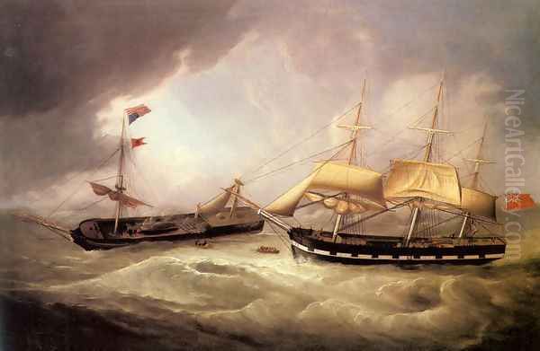 Passengers from the Dismasted U.S. Merchantman Troope being rescued by a British Merchantman Oil Painting by Joseph Heard