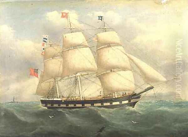 An English Square Rigged Ship off the Coast Oil Painting by Joseph Heard