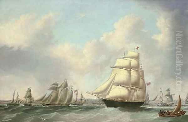 Ships of the fleet of George Brown and Harrison in the Mersey off Liverpool Oil Painting by Joseph Heard