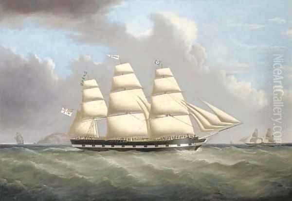 The British ship Norwood outward-bound off the South Stack, Anglesey Oil Painting by Joseph Heard