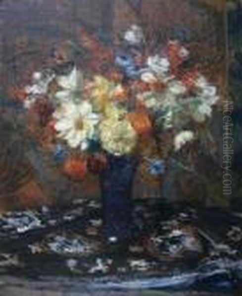 Grand Vase De Fleurs Oil Painting by Jacques-Emile Blanche