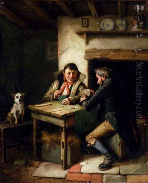 The Card Players Oil Painting by Charles Hunt