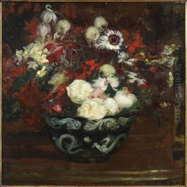 Bouquet De Fleurs Et Coupe Chinoise Oil Painting by Jacques-Emile Blanche