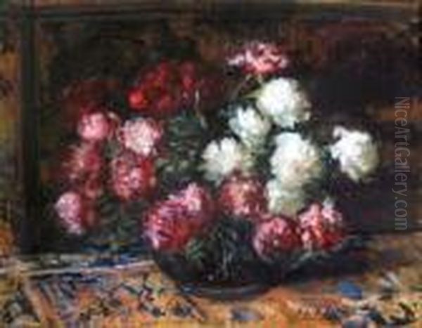 Bouquet De Fleurs Oil Painting by Jacques-Emile Blanche