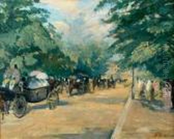 Promenade Au Bois De Boulogne Oil Painting by Jacques-Emile Blanche