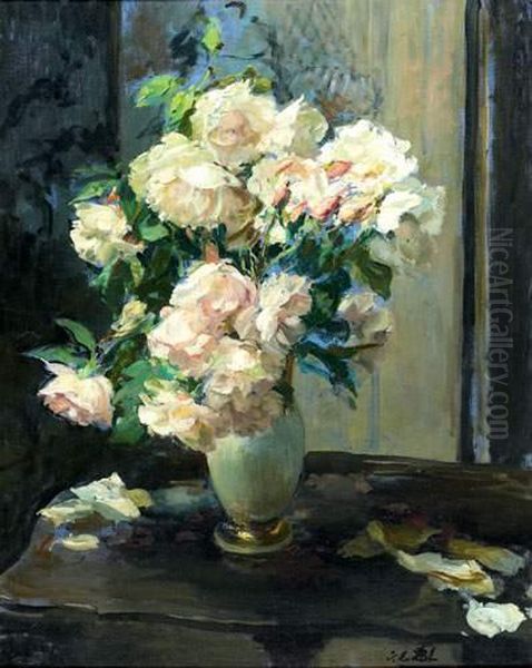 Roses Qui S'effeuillent Oil Painting by Jacques-Emile Blanche