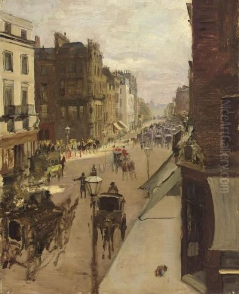 A Street Scene In London Oil Painting by Jacques-Emile Blanche