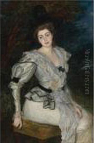 Potrait Of A Baronne In Louis Xvi Costume Oil Painting by Jacques-Emile Blanche