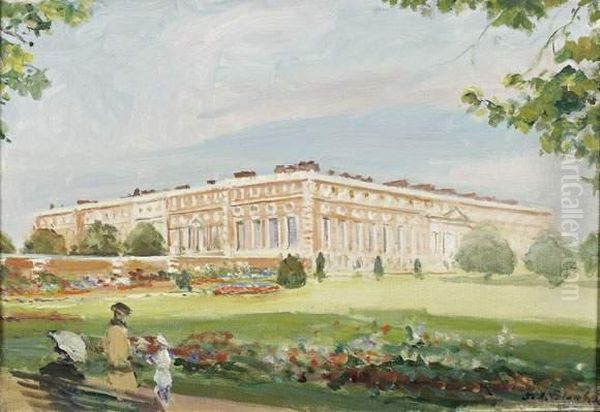 Hampton Court, June, Early Morning, 1929. Oil Painting by Jacques-Emile Blanche