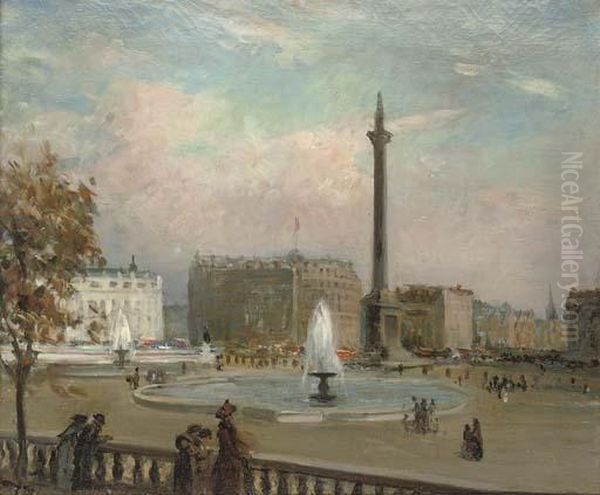 Trafalgar Square Oil Painting by Jacques-Emile Blanche