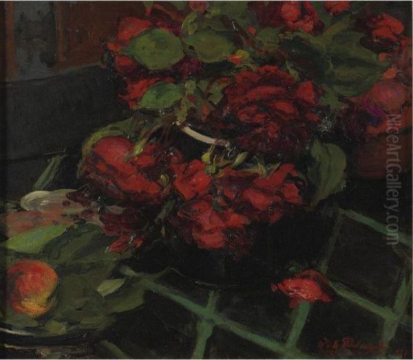 Still Life With Red Roses Oil Painting by Jacques-Emile Blanche