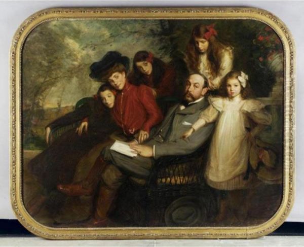 The Poet Francis Viele-griffin And His Family Oil Painting by Jacques-Emile Blanche